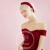 Аксессуар, бархатная бордовая повязка на голову, свадебный аксессуар, подарок на день рождения