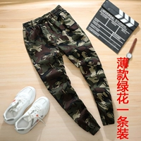 Тонкие зеленые цветочные эластичные штаны (один)
