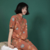 Hẹ Gốc Tự Chế Nhật Bản Retro Thực Vật In Bông Sửa Đổi Nút Sườn Xám Váy váy đầm