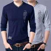 Mùa thu và mùa đông mới thanh niên nam cotton dài tay T-Shirt Hàn Quốc phiên bản của tự trồng trọt trung niên cha mặc giản dị đáy áo từ bi