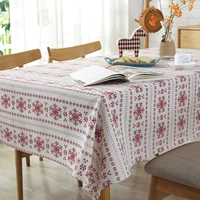 Net đỏ Bắc Âu Giáng sinh Năm mới khăn trải bàn tròn khăn trải bàn bông tuyết lớn và vải lanh bàn trà vải trang trí tiệc khăn trải bàn nilon