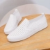 18DDOO sản phẩm mới đáy phẳng mềm da hoang dã thời trang nhỏ màu trắng giày nữ giày thường rỗng giày thoáng khí giày vải Plimsolls