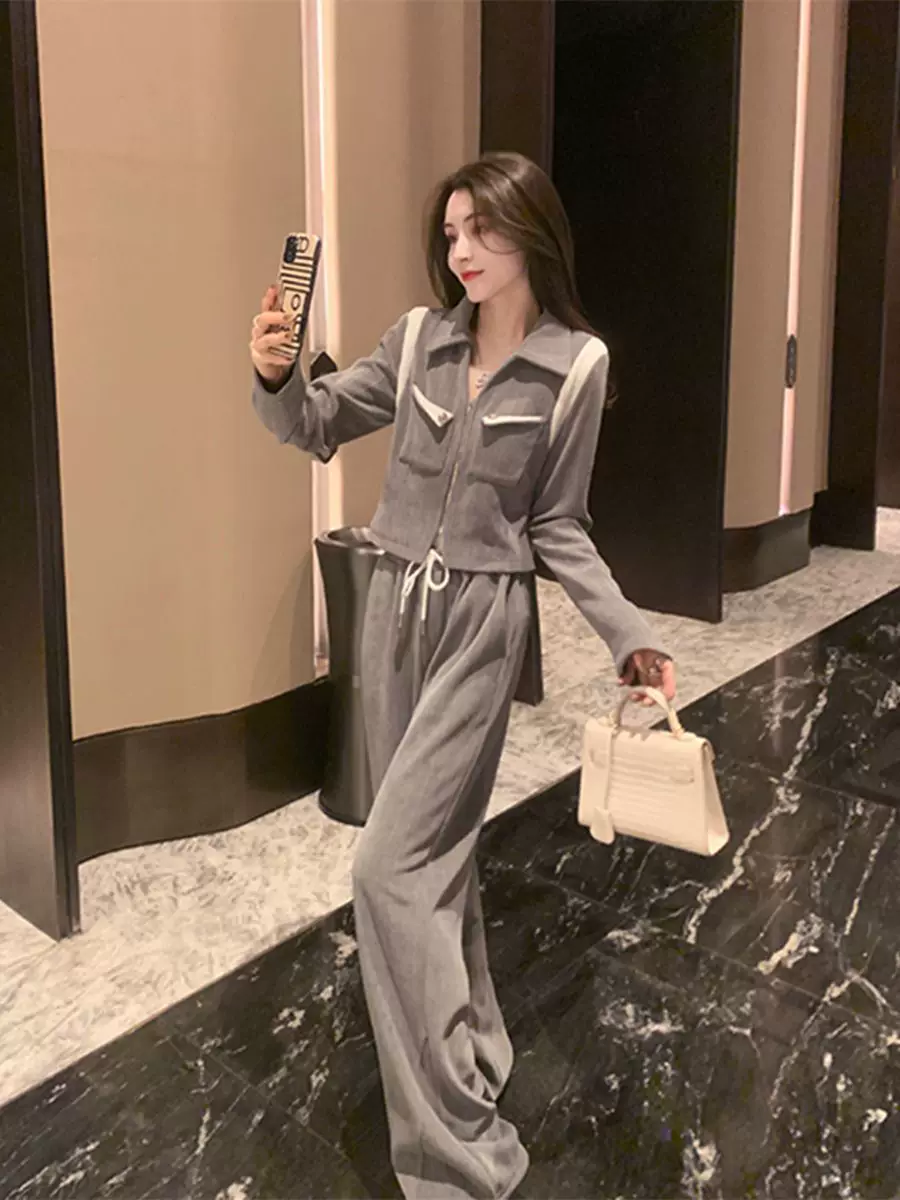 Спортивный костюм для отдыха, модный набор, стиль Chanel, свободный посад, западный стиль, стиль высокого качества