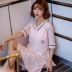 Cotton ngắn tay ngực pad nightdress nữ mùa hè miễn phí áo ngực phần mỏng cotton lỏng đồ ngủ nhà ăn mặc có thể được đeo đồ bộ mặc ở nhà Đêm đầm