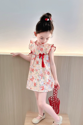 Кролик, летнее ципао, ретро модное ханьфу для девочек, платье