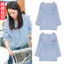 Nhà hàng trung quốc Shu Qi với quần áo màu xanh và trắng sọc bat tay áo bông lỏng T-Shirt Hàn Quốc sinh viên áo sơ mi nữ áo thun tay lỡ Áo phông