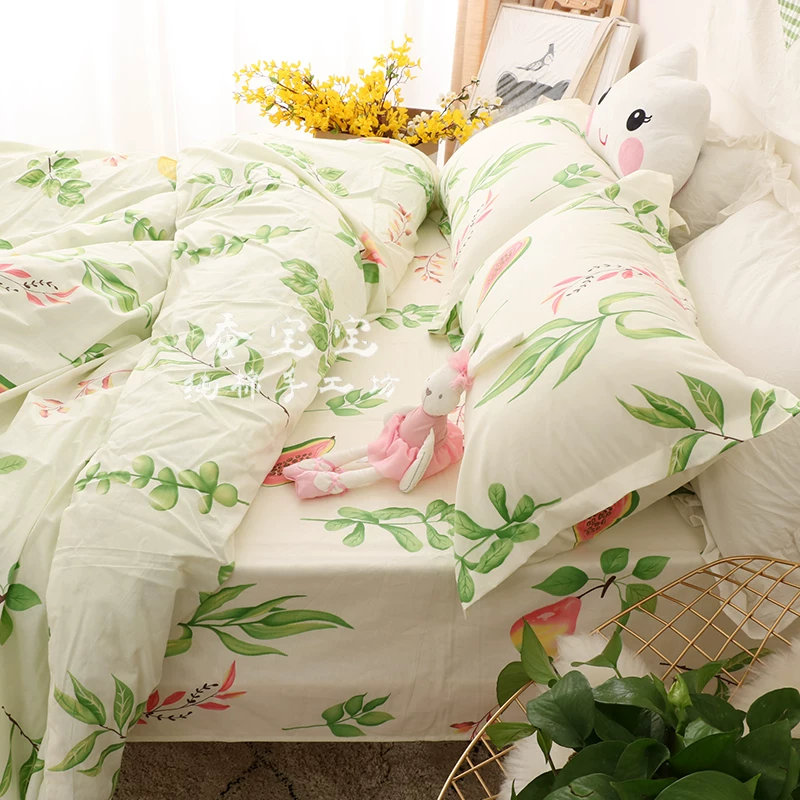 All -cotton encrypted oblique cotton cloth /old coarse cloth broken floral dormitory girl pure cotton sheet quilt pillow case