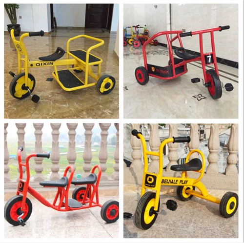 Детский трехколесный велосипед для детского сада, велосипед тандем, двойная коляска, детская машина