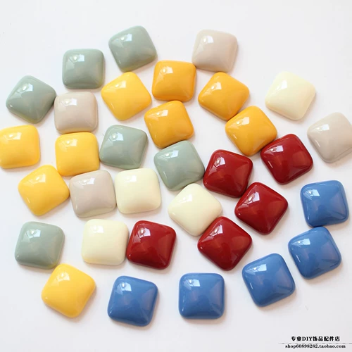 Ретро полу шаровые квадратные квадратные серьги с твердым цветом кольцо вино красная куркума японская ручная ручная работы аксессуары ручной работы ручной работы