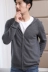 Mùa thu và mùa đông nam mới áo len cashmere màu rắn dây kéo áo hoodie trẻ trung áo khoác thời trang áo len giản dị - Áo len Cashmere