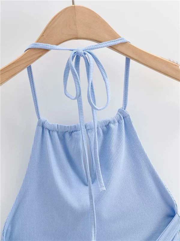 Большой бант дизайн нише halter neck подпоясанная женская новая летняя стиль верхняя одежда позади лямки укороченный топ