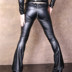 Màu sắc quyến rũ của nam giới đàn hồi PU leather quần U 裆 dây kéo cơ thể chặt chẽ xe máy quần flare quần nam quần NK35 Quần da