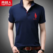 Áo thun nam cực nam ngắn tay áo thun cotton kinh doanh giản dị một nửa tay áo thêu áo sơ mi nam ve áo mùa hè - Polo