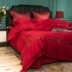Đám cưới bốn mảnh cotton đỏ cao cấp thêu giường 60s cotton dài chủ yếu đám cưới châu Âu khăn trải giường chăn - Bộ đồ giường bốn mảnh Bộ đồ giường bốn mảnh