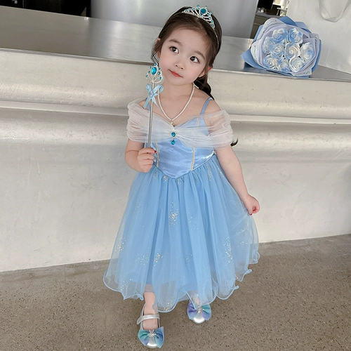 Летний наряд маленькой принцессы для девочек, платье, костюм, «Холодное сердце»