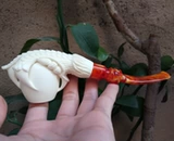 Турецкий мастер ручной работы Рейс натуральный оригинальный море -пузырьковый камень скульптуры дракона хватает яйца схватить яичный дым Специальные ингредиенты специальные ингредиенты