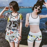 Áo tắm retro bikini mỏng và rộng rãi màu đen 2018 cho nữ áo tắm phiên bản Hàn Quốc của những cô nàng bụng bầu xinh xắn và đáng yêu là nữ gầy - Bộ đồ bơi hai mảnh