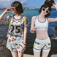 Áo tắm retro bikini mỏng và rộng rãi màu đen 2018 cho nữ áo tắm phiên bản Hàn Quốc của những cô nàng bụng bầu xinh xắn và đáng yêu là nữ gầy - Bộ đồ bơi hai mảnh 	áo tắm 2 mảnh cho bé gái	