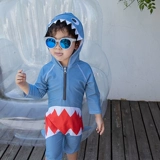 Детский милый купальник для мальчиков, детская быстросохнущая акула, Южная Корея, длинный рукав, защита от солнца