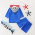 Áo Tắm trẻ em Boy Phim Hoạt Hình Cá Mập Chia Trùm Đầu Ngắn Tay Áo Bé Cậu Bé Lớn Bãi Biển Sun Swimwear