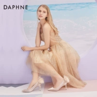 Daphne/Daphne 2020 Пружинные перья украшенные цветы удобные квадратные головы на низких туфлях.