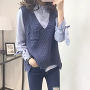 2018 phụ nữ mới phù hợp với áo len vest không thường xuyên không tay đan vest mùa thu lỏng trùm đầu áo khoác thủy triều