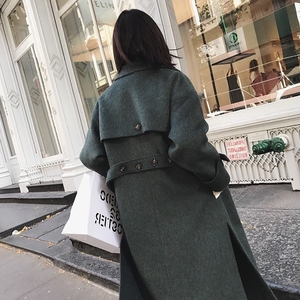 [13C] 50 áo len nữ phần dài 2017 mùa đông mới eo lại nút nút áo len FO11