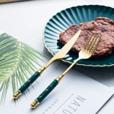 Керамическая керамическая нержавеющая сталь Нож и вилка творческий мраморный нож и вилка ложка изумруд