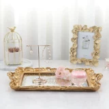Европейская стиль золотистого перолочного зеркала стеклянный лоток прямоугольный фрукты тарелка чай