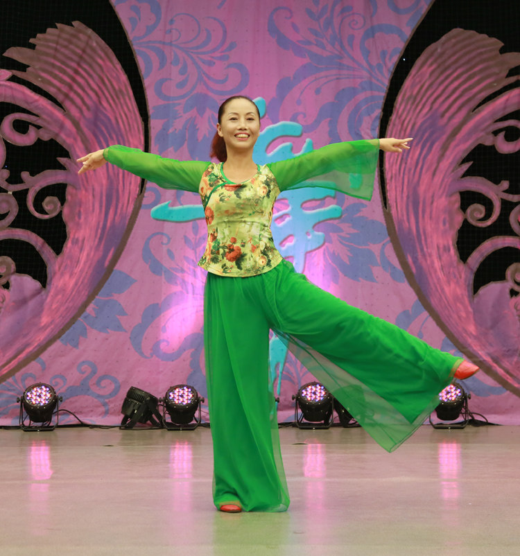 杨艺红草莞儿新款自由花广场舞服印花纱裤民族舞演出明月几时有