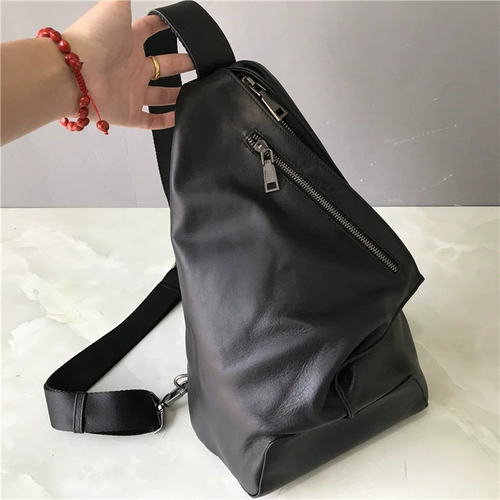 Кожаная нагрудная сумка подходит для мужчин и женщин, воловья кожа, из натуральной кожи