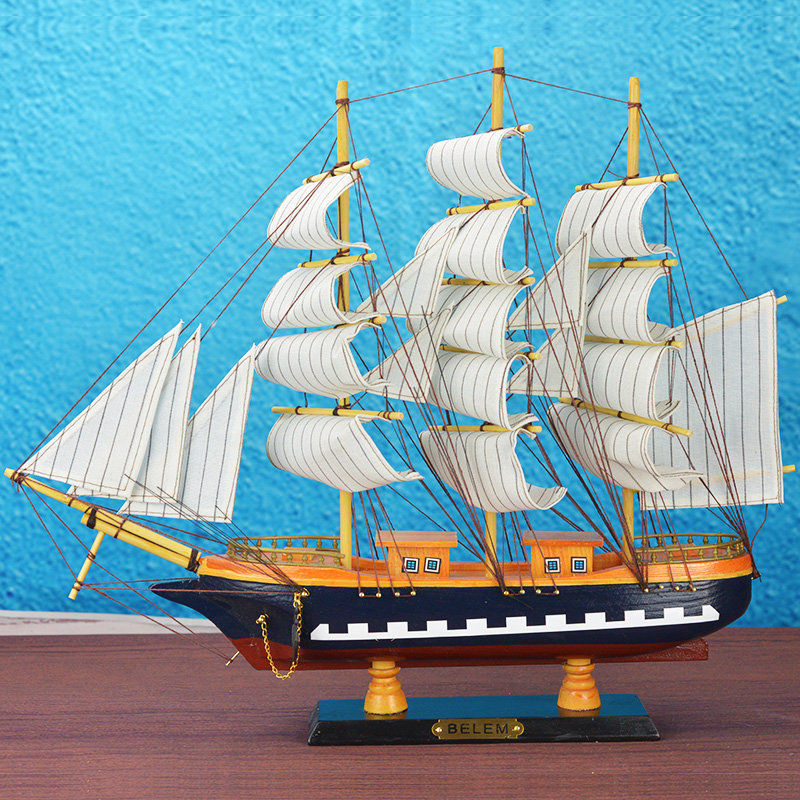 创意家居欧式房间装饰品摆件地中海一帆风顺木质帆船现代工艺品
