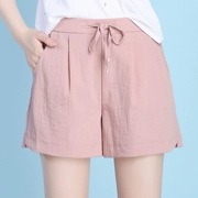 Quần short giản dị nữ 2018 mùa hè mới phần mỏng bông và quần linen nữ lỏng lẻo kích thước lớn quần chân rộng trắng quần nóng nữ