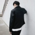 Ifashion của nam giới Hàn Quốc ulzzang Dongdaemun màu rắn màu đen và trắng dụng cụ ve áo áo khoác da áo khoác thủy triều