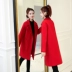 Áo khoác nữ Hepburn dài phần phiên bản Hàn Quốc 2018 mùa đông mới dày ấm áp áo len lớn màu đỏ - Áo Hàn Quốc áo khoác dạ nữ trung niên Áo Hàn Quốc