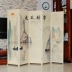 Vách ngăn chia phòng gỗ tre in hoa văn thư pháp kiểu Nhật Bản bình phong tre di động