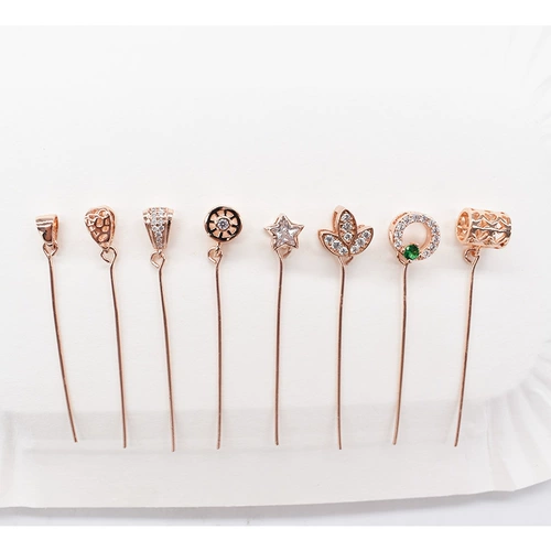 925 Половина серебряных тонких иголок Претает диагональное отверстие для головы влево и правое отверстия Подвесная пряжка Di