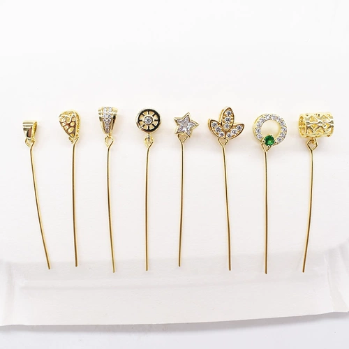 925 Половина серебряных тонких иголок Претает диагональное отверстие для головы влево и правое отверстия Подвесная пряжка Di