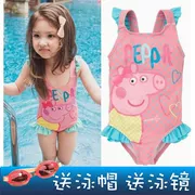Cô gái áo tắm trẻ em Hàn Quốc nhỏ và vừa Xiêm áo tắm Pepe Pig Piglet Peggy bé phim hoạt hình áo tắm