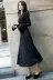 Tide Pháp cổ dài váy mùa đông 2019 retro váy đen váy khí chất đáy váy đen nữ quốc phục - Trang phục dân tộc