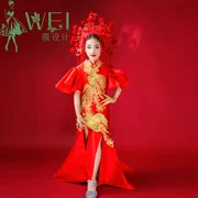 Wei thiết kế cao cấp cho trẻ em ăn mặc catwalk đầm catwalk phong cách Trung Quốc chung kết váy đầm cô gái cho thuê thủy triều - Váy trẻ em