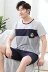 Mùa hè nam ngắn tay cotton đồ ngủ casual loose XL sọc cotton dịch vụ nhà của nam giới phù hợp với mặc bộ đồ Bên ngoài ăn mặc