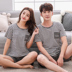 Mùa hè vài bộ đồ ngủ cotton ngắn tay quần short phù hợp với phụ nữ Hàn Quốc đồ ngủ mùa hè phần mỏng nhà thường dịch vụ bộ đồ thể thao nam Cặp đôi