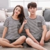 Mùa hè vài bộ đồ ngủ cotton ngắn tay quần short phù hợp với phụ nữ Hàn Quốc đồ ngủ mùa hè phần mỏng nhà thường dịch vụ đồ bộ quần ống rộng Cặp đôi