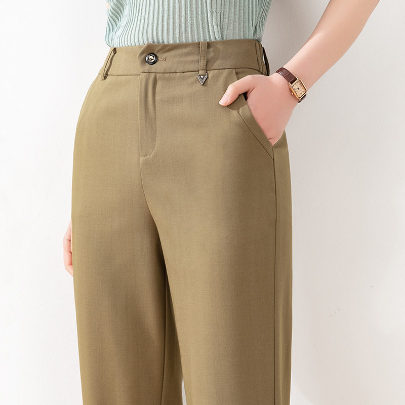 Factory direct sales of spring women's pants, high-waisted casual Harem pants, nine-inch pants, elegant cigarette pants, commuter straight-leg suit pants Application Scenario