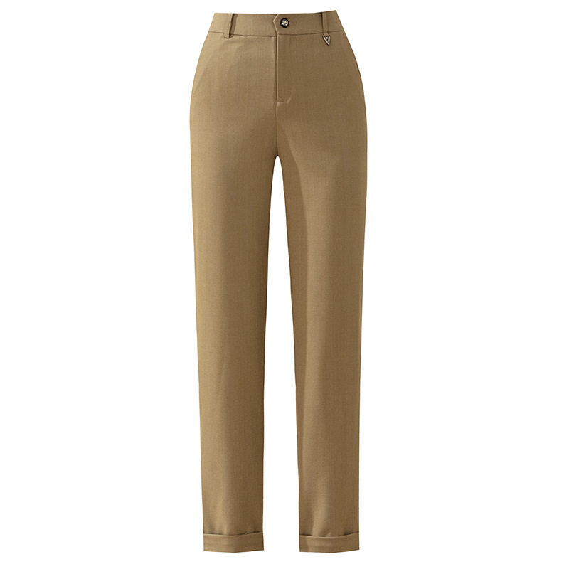 Factory direct sales of spring women's pants, high-waisted casual Harem pants, nine-inch pants, elegant cigarette pants, commuter straight-leg suit pants Item Picture