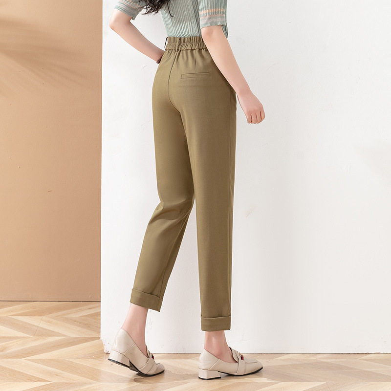 Factory direct sales of spring women's pants, high-waisted casual Harem pants, nine-inch pants, elegant cigarette pants, commuter straight-leg suit pants Specification image