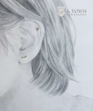 Маленький золотой изогнутый цирконий, маленькие серьги, 14 карат