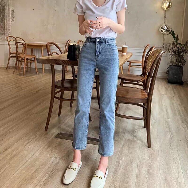 Straight-leg tobacco tube jeans for women 2022 summer, thin, new style, loose and slimming women's 9-inch petite pants Application Scenario