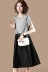 Đồng bằng gỗ tương phản màu khảm đầm nữ mùa hè 2018 mới ngắn tay cao eo Hàn Quốc phiên bản là mỏng Một từ váy nữ OY3049